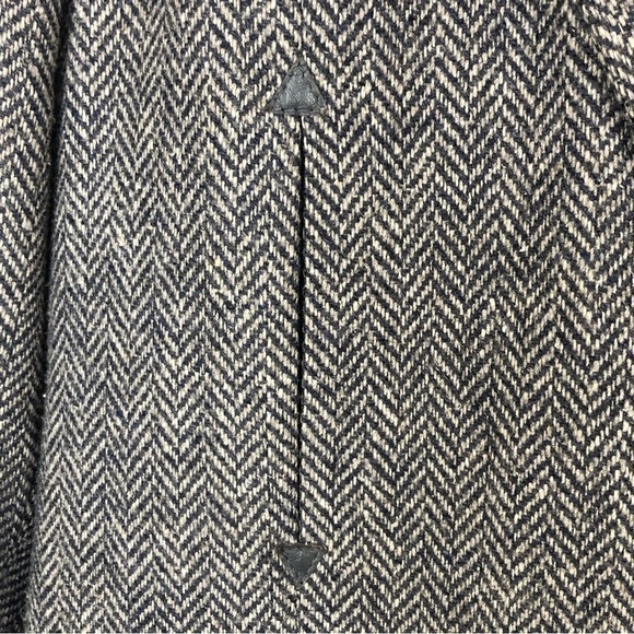 VINTAGE grey herringbone sports jacket leather elbow patches single breasted 44 - Picture 4 of 15